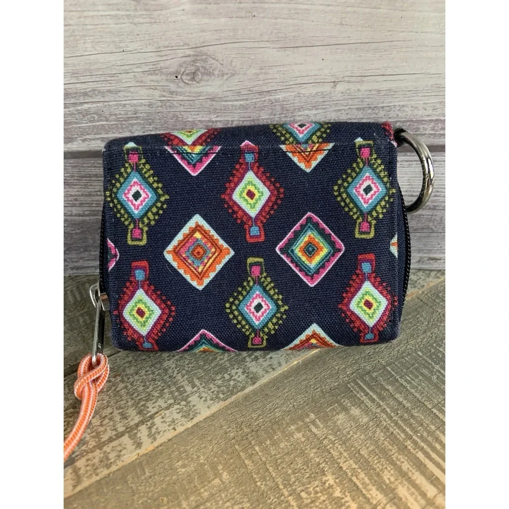 Vera Bradley Provencal Euro Wallet Blue Orange Red Snap ID Wallet Coin‎